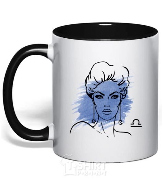Mug with a colored handle Libra girl black фото