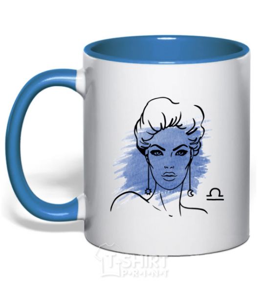 Чашка с цветной ручкой Весы девушка Ярко-синий фото