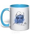 Mug with a colored handle Libra girl sky-blue фото