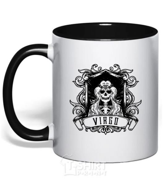 Mug with a colored handle Virgo skeleton black фото