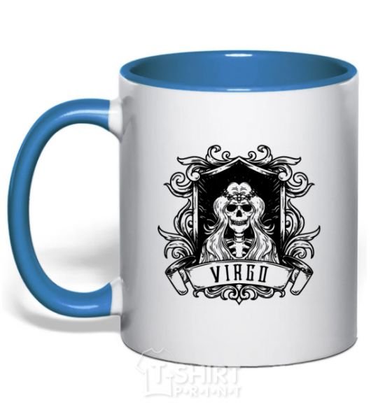 Mug with a colored handle Virgo skeleton royal-blue фото