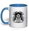 Mug with a colored handle Virgo skeleton royal-blue фото