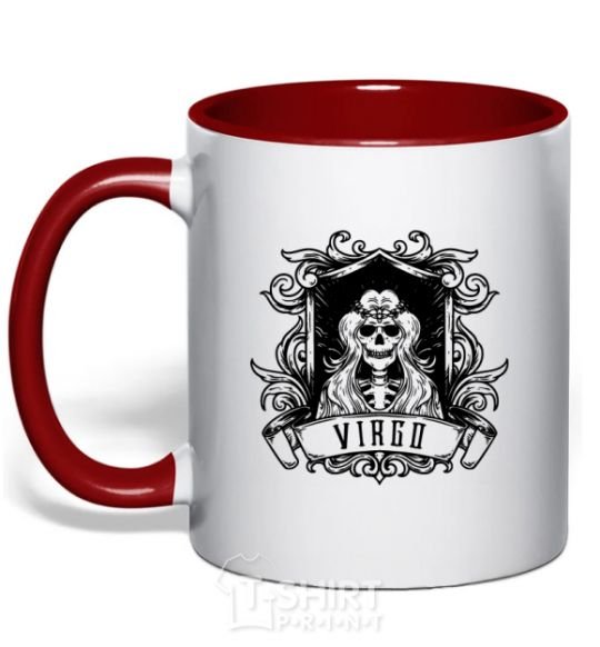 Mug with a colored handle Virgo skeleton red фото