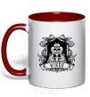 Mug with a colored handle Virgo skeleton red фото