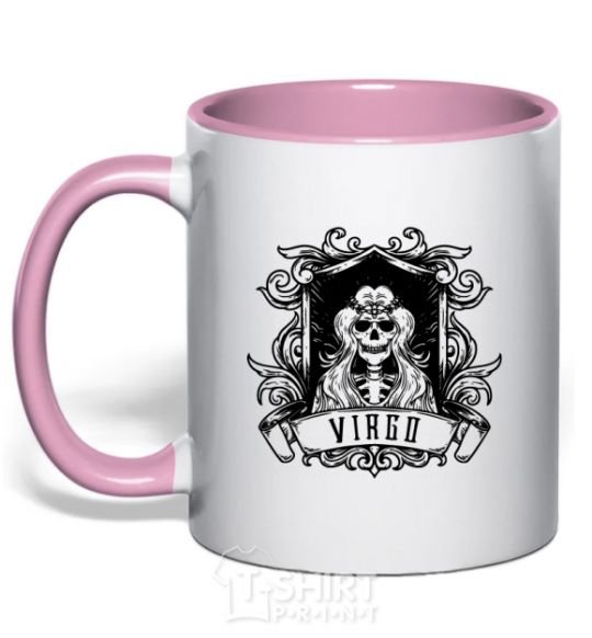 Чашка с цветной ручкой Дева скелет Нежно розовый фото