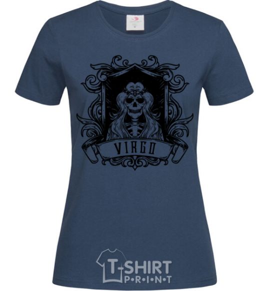 Women's T-shirt Virgo skeleton navy-blue фото