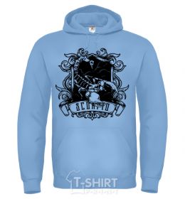 Men`s hoodie A scorpion with a skull sky-blue фото