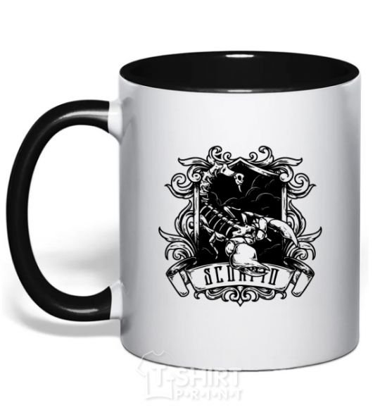 Mug with a colored handle A scorpion with a skull black фото