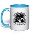 Mug with a colored handle A scorpion with a skull sky-blue фото