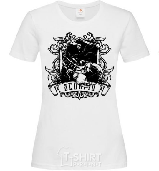 Women's T-shirt A scorpion with a skull White фото