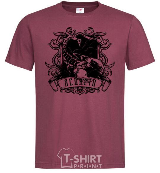 Men's T-Shirt A scorpion with a skull burgundy фото