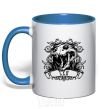 Mug with a colored handle Lion skull royal-blue фото
