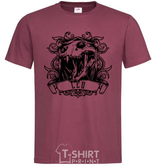 Men's T-Shirt Lion skull burgundy фото