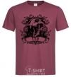 Men's T-Shirt Lion skull burgundy фото