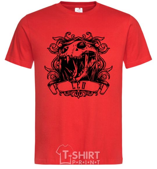 Men's T-Shirt Lion skull red фото