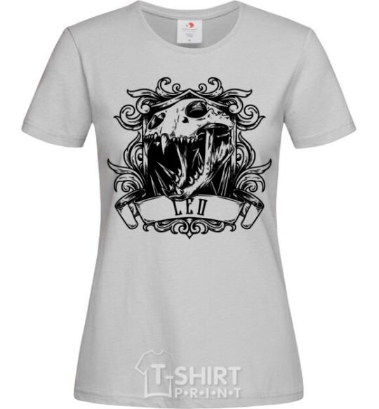 Women's T-shirt Lion skull grey фото