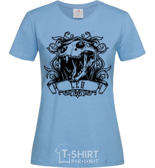 Women's T-shirt Lion skull sky-blue фото