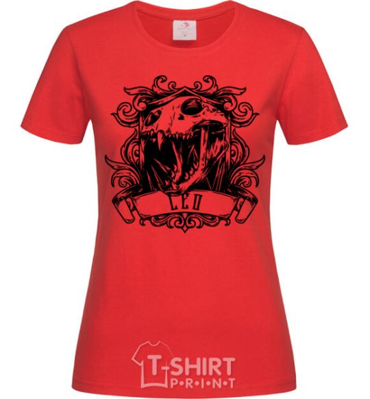 Women's T-shirt Lion skull red фото