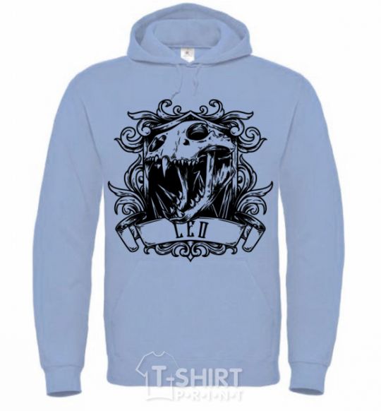 Men`s hoodie Lion skull sky-blue фото