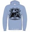Men`s hoodie Lion skull sky-blue фото