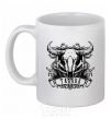 Ceramic mug Taurus skull White фото