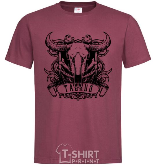 Men's T-Shirt Taurus skull burgundy фото