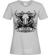 Women's T-shirt Taurus skull grey фото