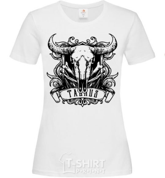 Women's T-shirt Taurus skull White фото