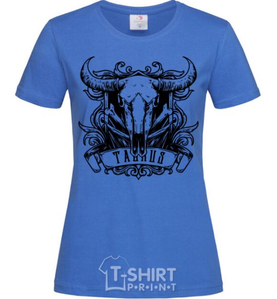 Women's T-shirt Taurus skull royal-blue фото