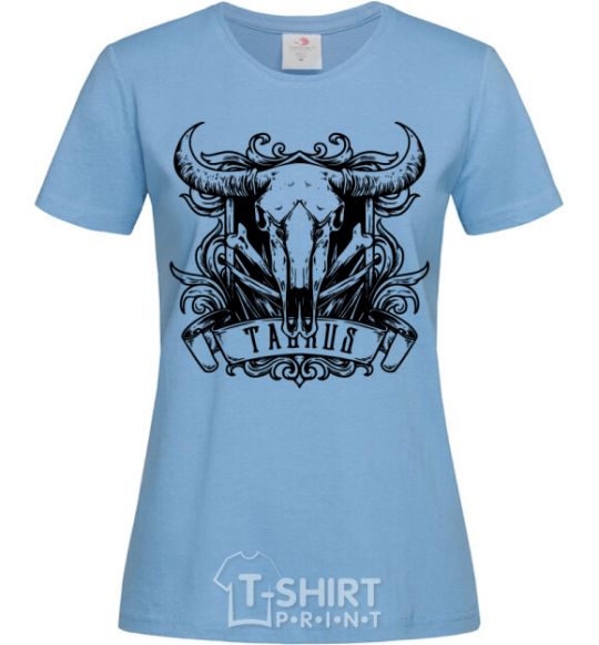 Women's T-shirt Taurus skull sky-blue фото