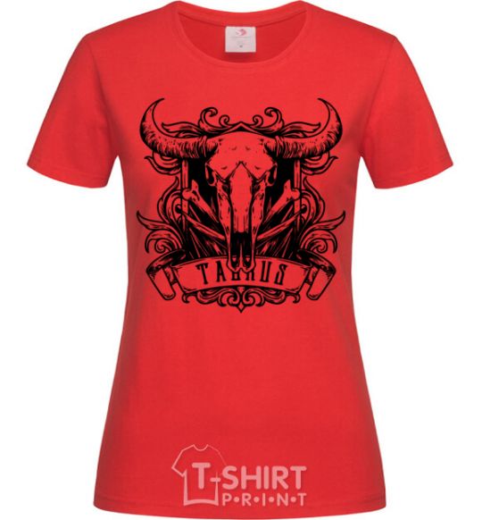 Women's T-shirt Taurus skull red фото