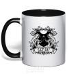 Mug with a colored handle Gemini skeleton black фото