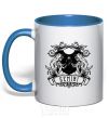 Mug with a colored handle Gemini skeleton royal-blue фото