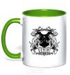 Mug with a colored handle Gemini skeleton kelly-green фото