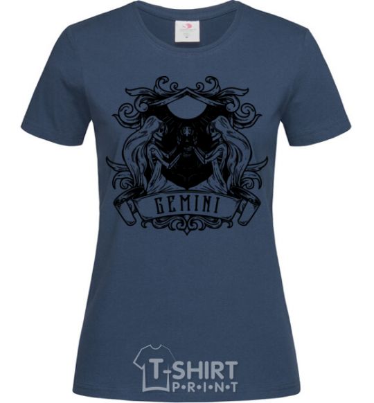 Women's T-shirt Gemini skeleton navy-blue фото