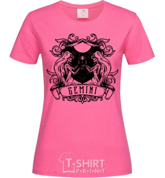 Женская футболка Близнецы скелет Ярко-розовый фото