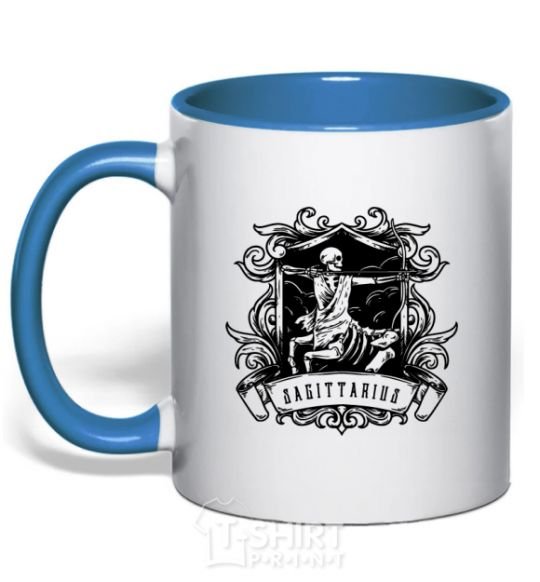 Mug with a colored handle Sagittarius skeleton royal-blue фото