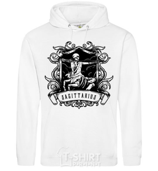 Men`s hoodie Sagittarius skeleton White фото