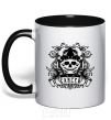 Mug with a colored handle Cancer of the skull black фото