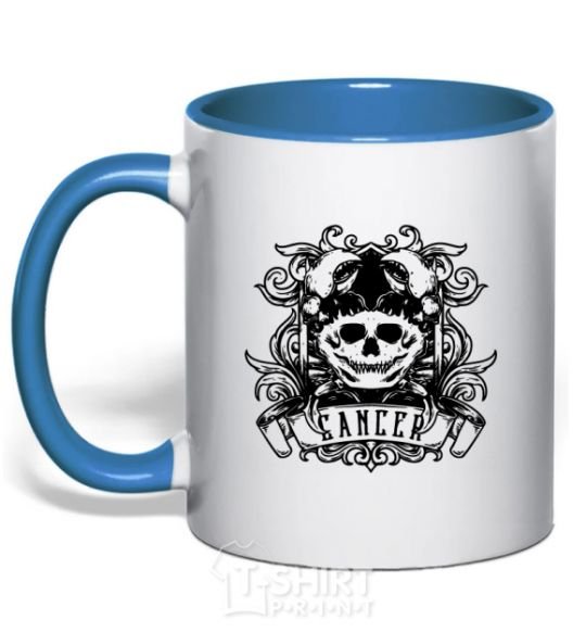 Mug with a colored handle Cancer of the skull royal-blue фото