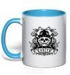 Mug with a colored handle Cancer of the skull sky-blue фото