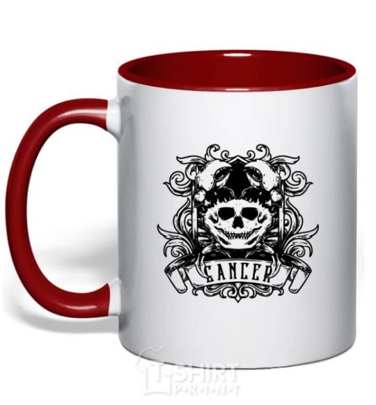 Mug with a colored handle Cancer of the skull red фото