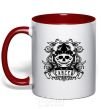 Mug with a colored handle Cancer of the skull red фото