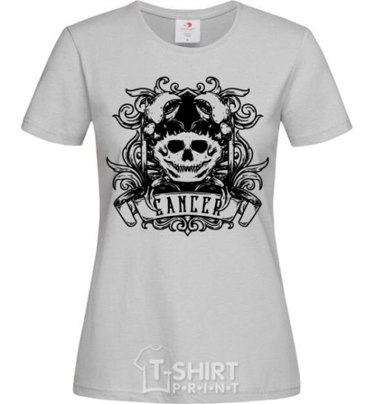 Women's T-shirt Cancer of the skull grey фото