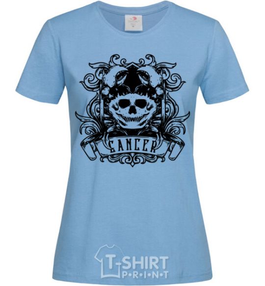 Women's T-shirt Cancer of the skull sky-blue фото