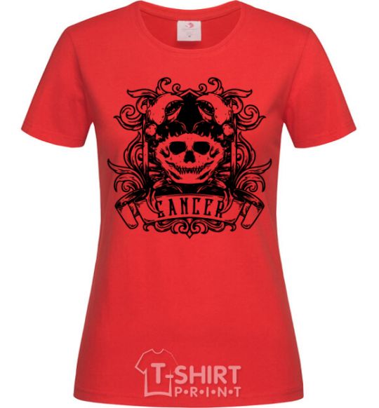 Women's T-shirt Cancer of the skull red фото