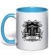 Mug with a colored handle Libra skull sky-blue фото