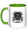 Mug with a colored handle Libra skull kelly-green фото