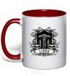 Mug with a colored handle Libra skull red фото