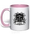 Mug with a colored handle Libra skull light-pink фото